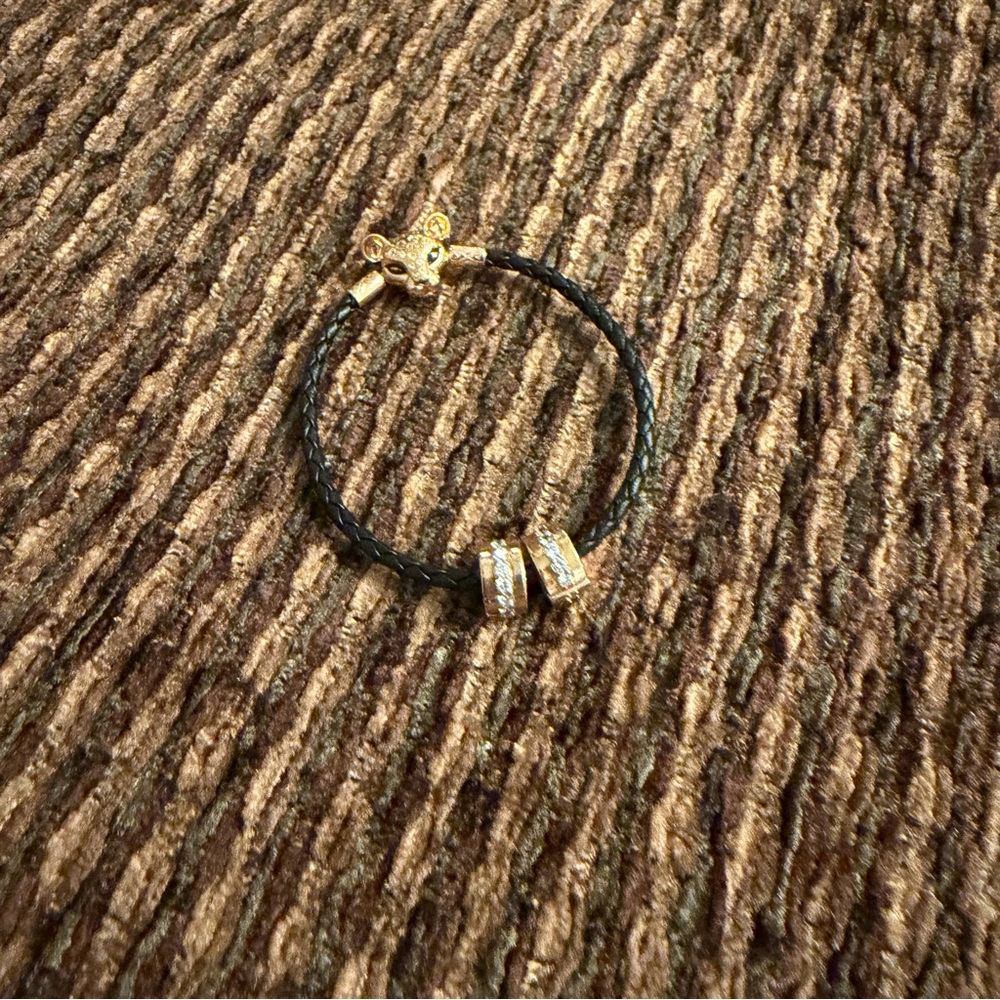 Pandora Black and Gold Braided Bracelet
